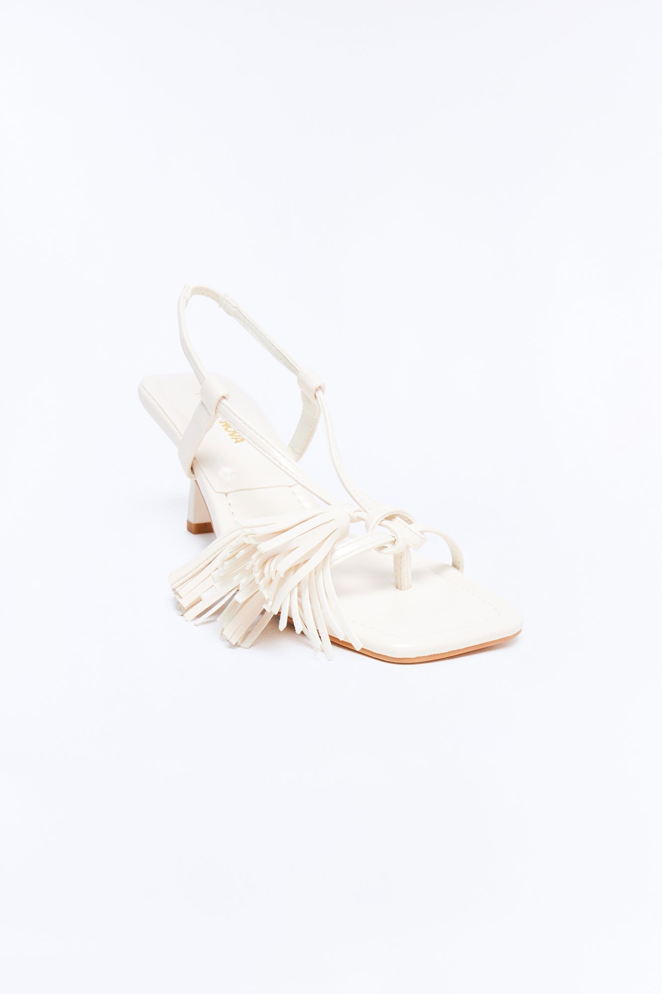 Lexla Fringe Slingback Heels - White Fashion Nova