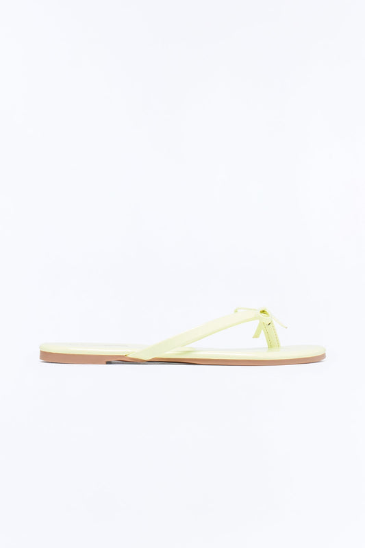 Coral Bow Flip Flops - Yellow Fashion Nova