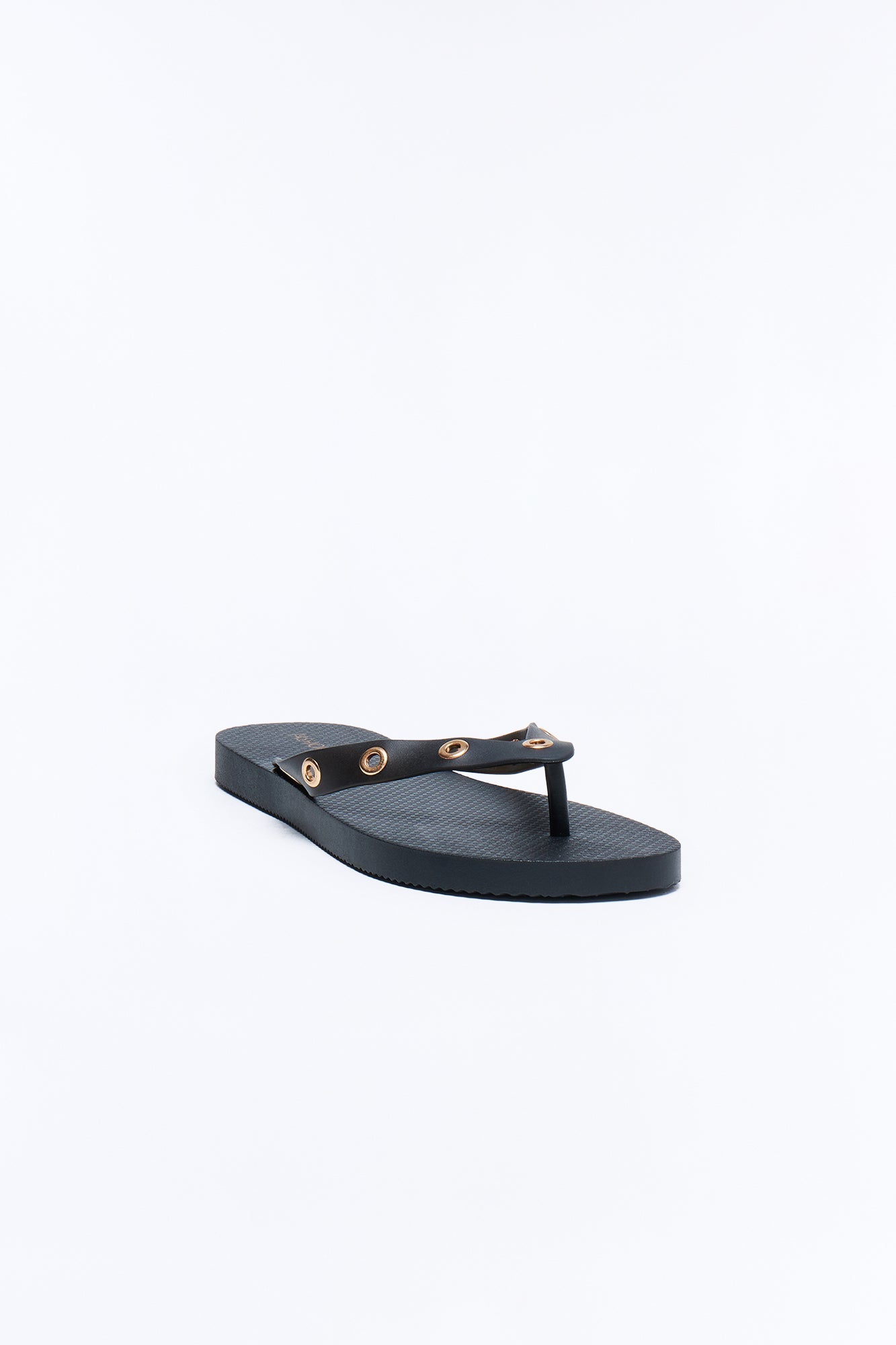 Myle Grommet Flip Flops - Black Fashion Nova