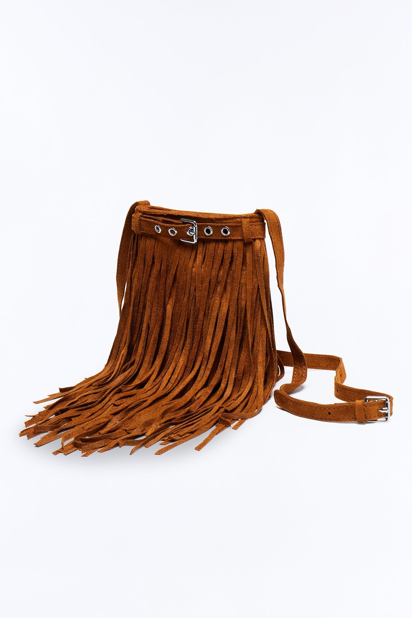 Feeling Good Fringe Faux Suede Crossbody Handbag - Dark Brown Fashion Nova