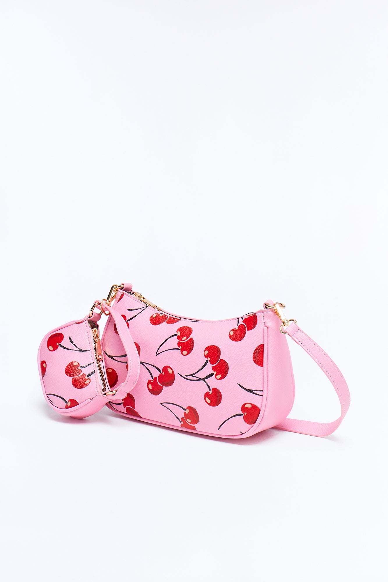 Just Like A Cherry Faux Leather Shoulder Handbag - Pink Fashion Nova