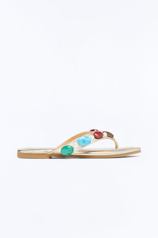 Addison Stone Flip Flops - Gold Fashion Nova