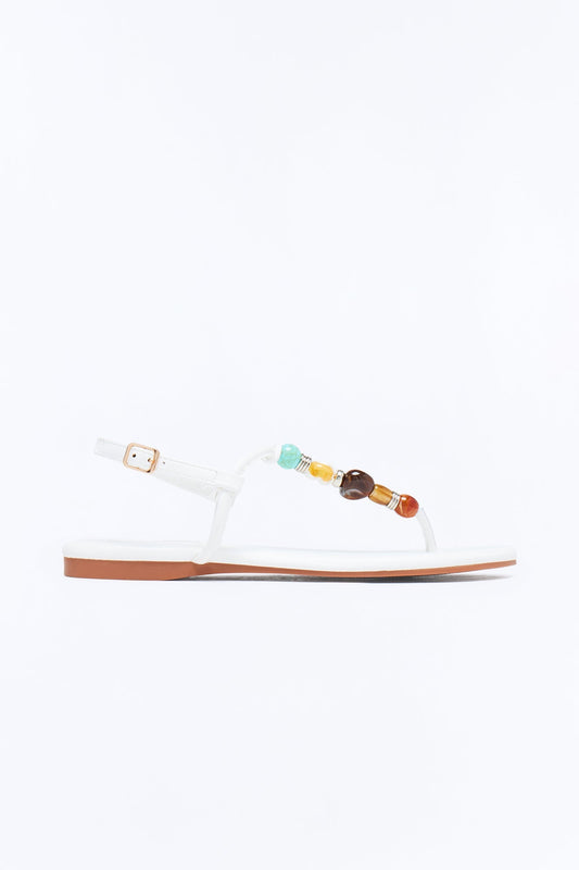 Frana Stone Strappy Sandals - White Fashion Nova