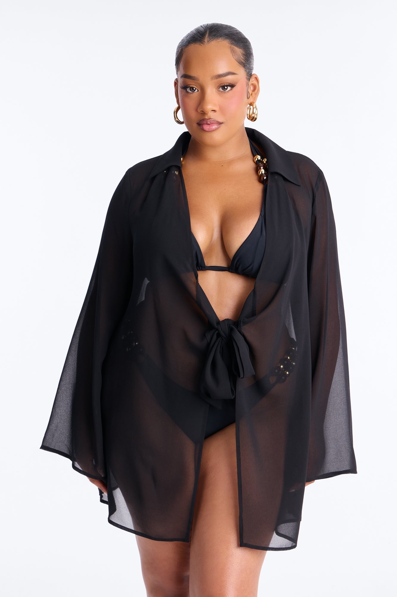 Lush Linen Swim Cover Up Mini Dress - Black Fashion Nova