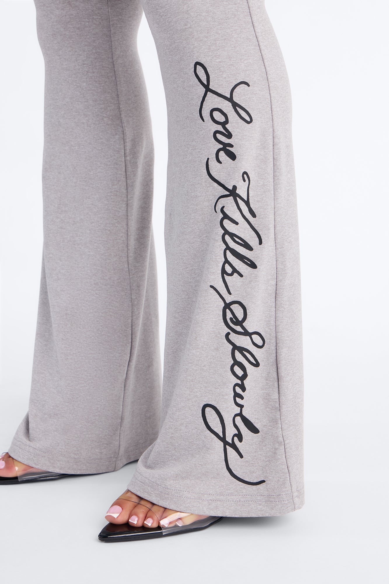 Ed Hardy Keep The Faith Flare PJ Pant Set - Heather Grey Fashion Nova