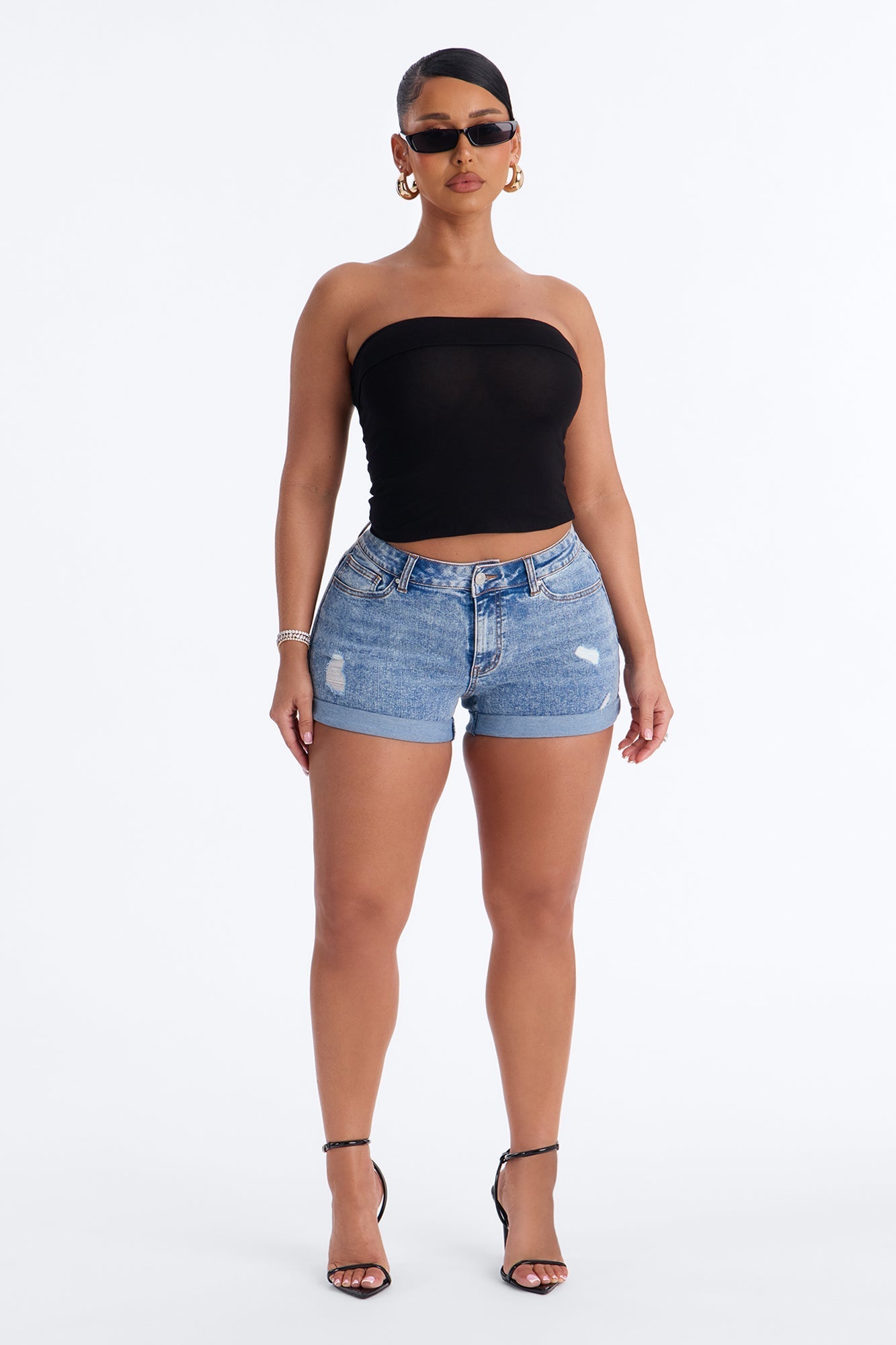 Kimberly Fold Over Tube Top - Black Fashion Nova