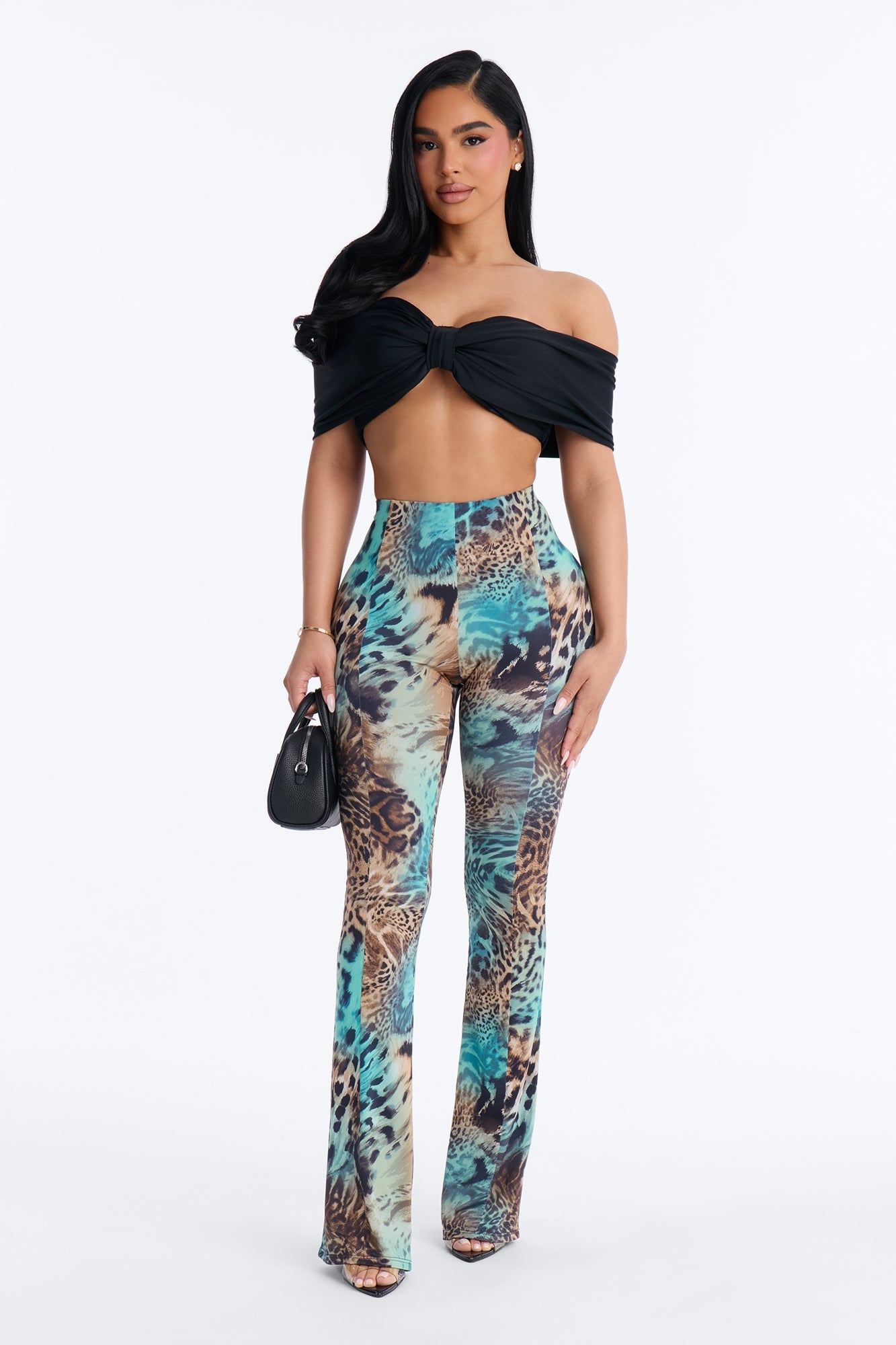 Nina Off Shoulder Ruched Crop Top - Black Fashion Nova