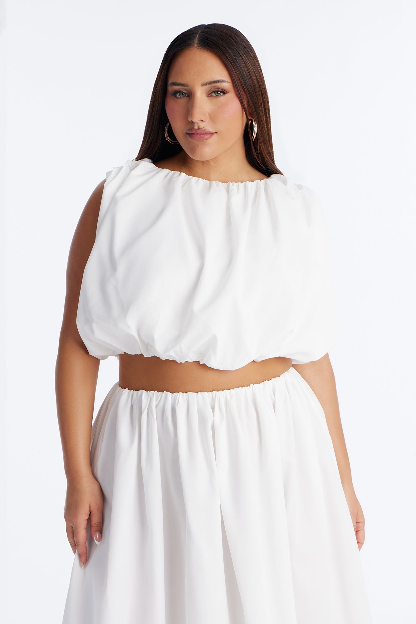 Willow Poplin Bubble Hem Top - White