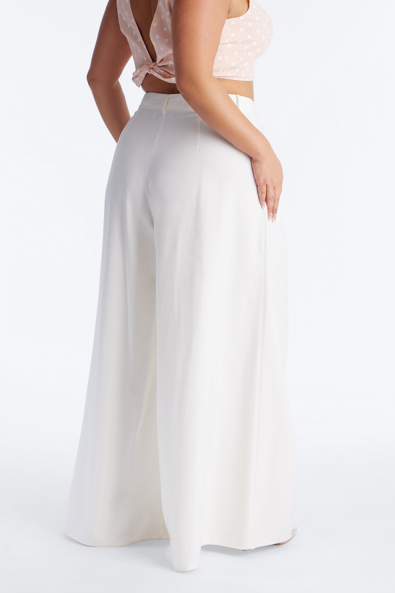 Settled In Pleated Wide Leg Pant 33″ - White Fashion Nova