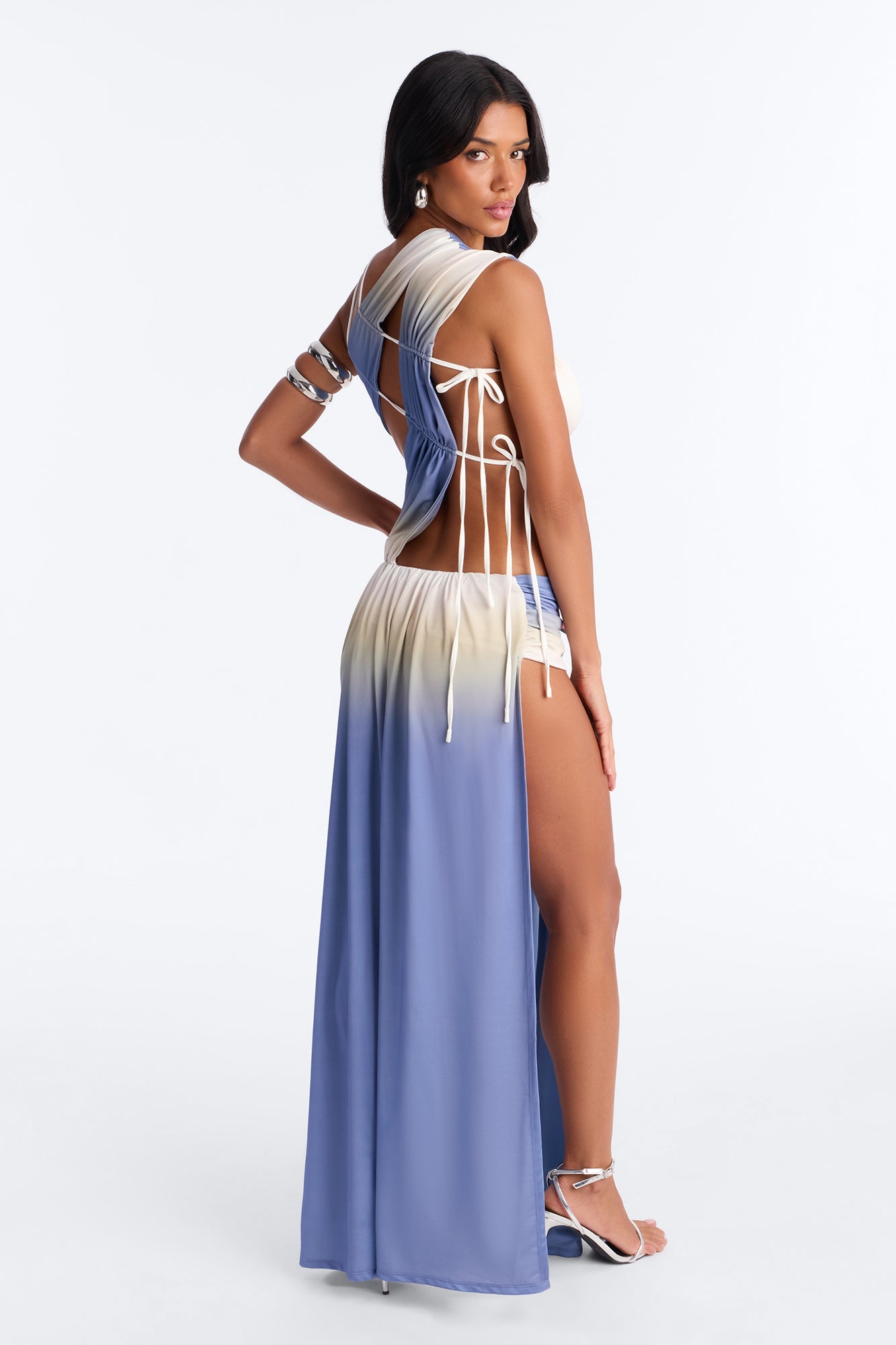 Island Vibing Cut Out Maxi Dress - Blue/combo