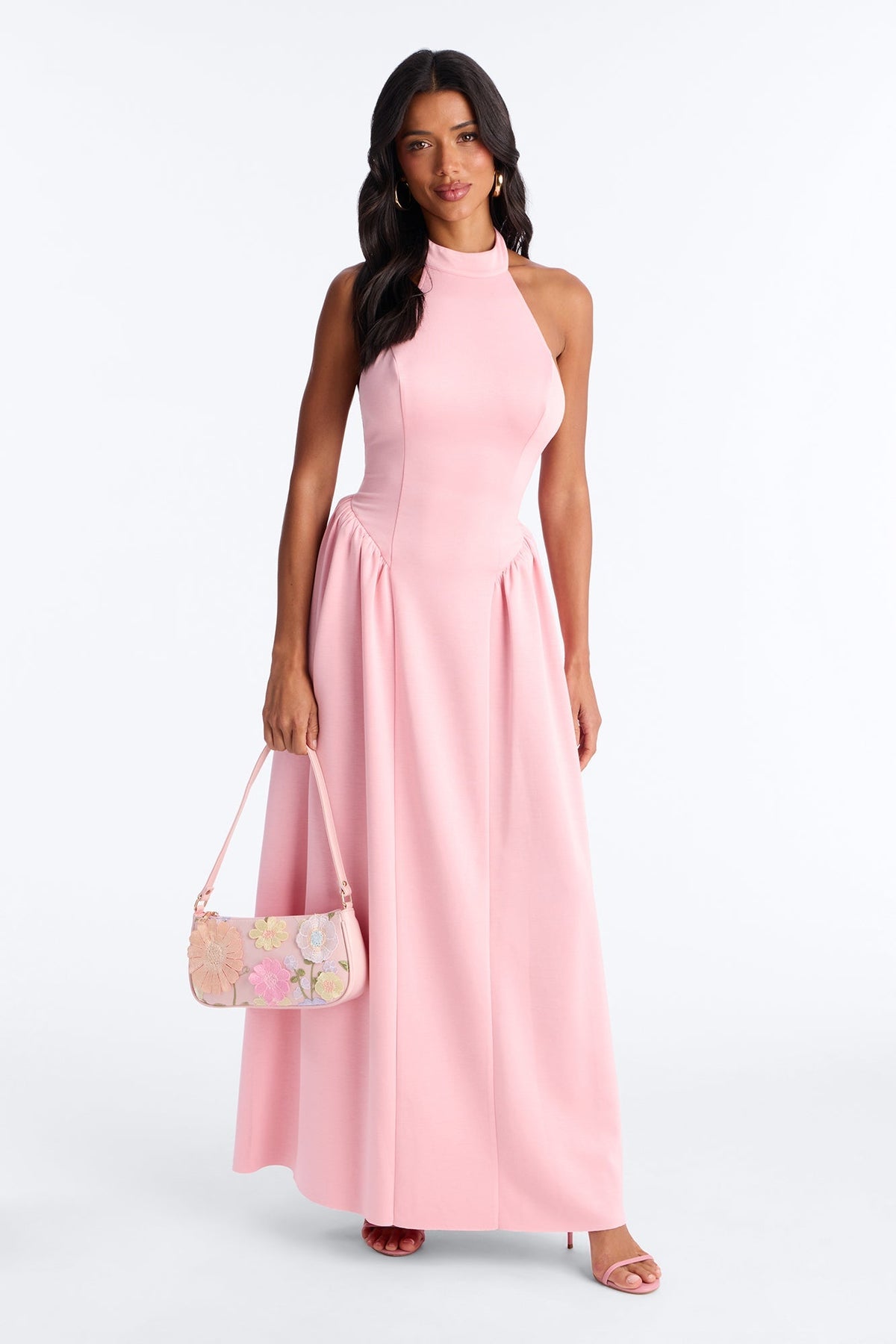 Freya Backless Halter Gown - Pink Fashion Nova