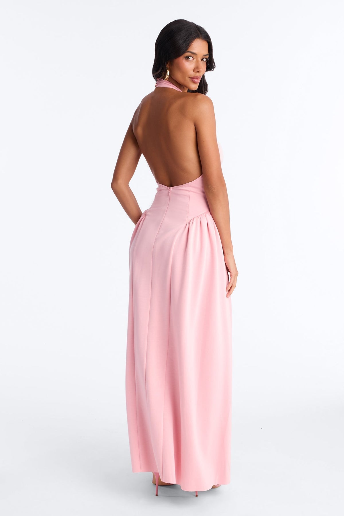 Freya Backless Halter Gown - Pink Fashion Nova