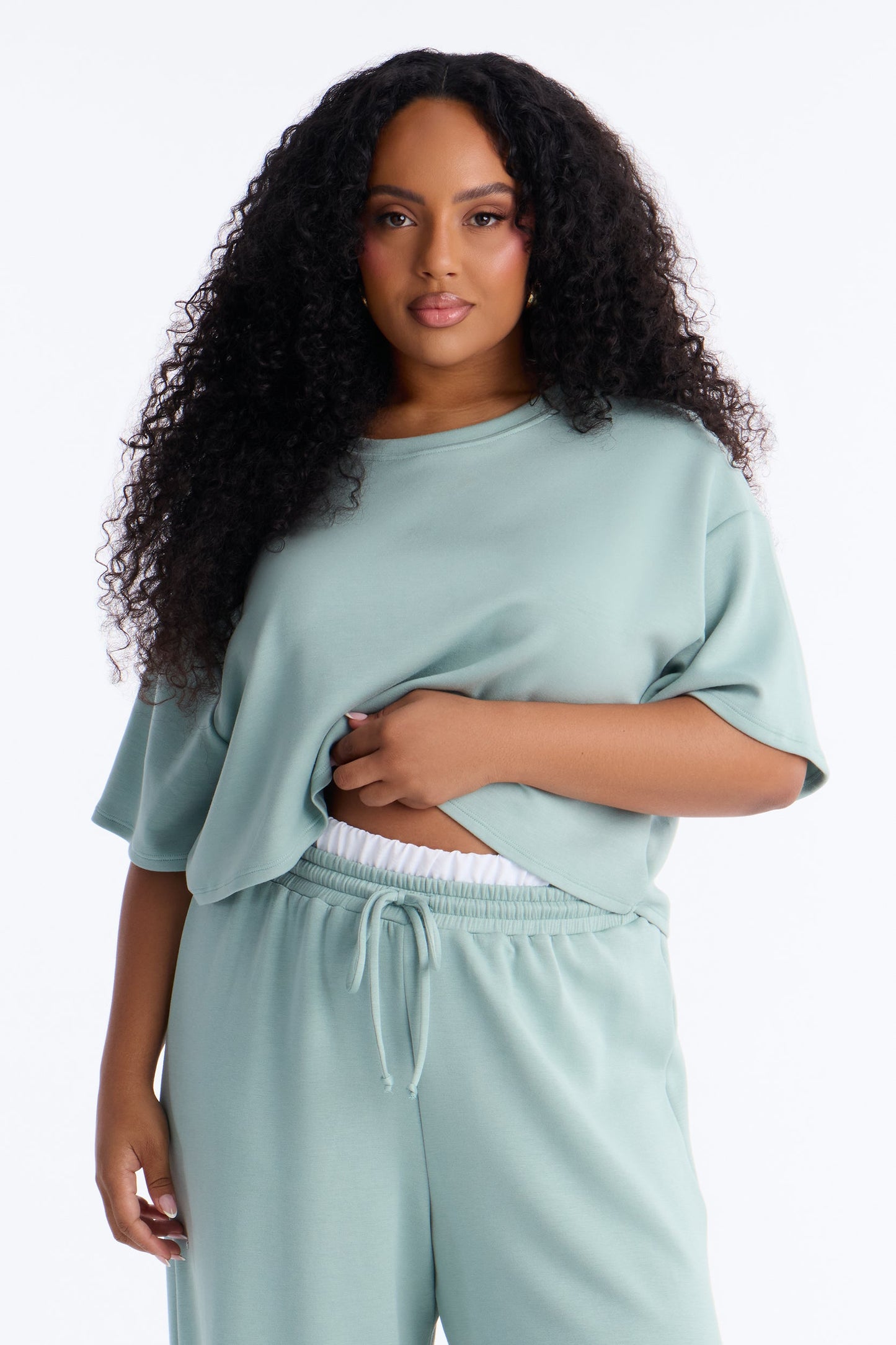 Strollin' Around Boxer Pant Set - Sage