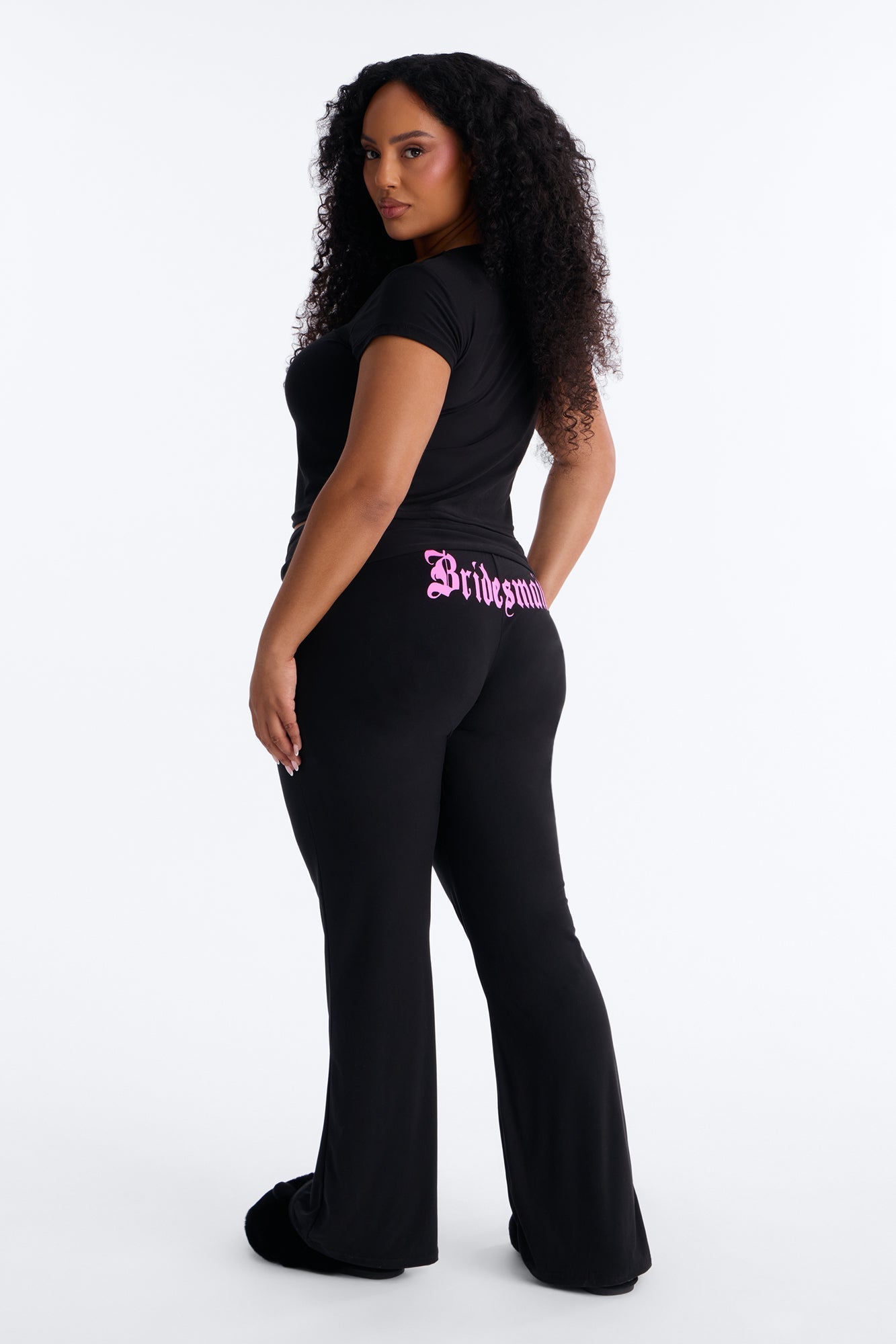 Y2K Bridesmaid PJ Pant Set - Black/Pink Fashion Nova
