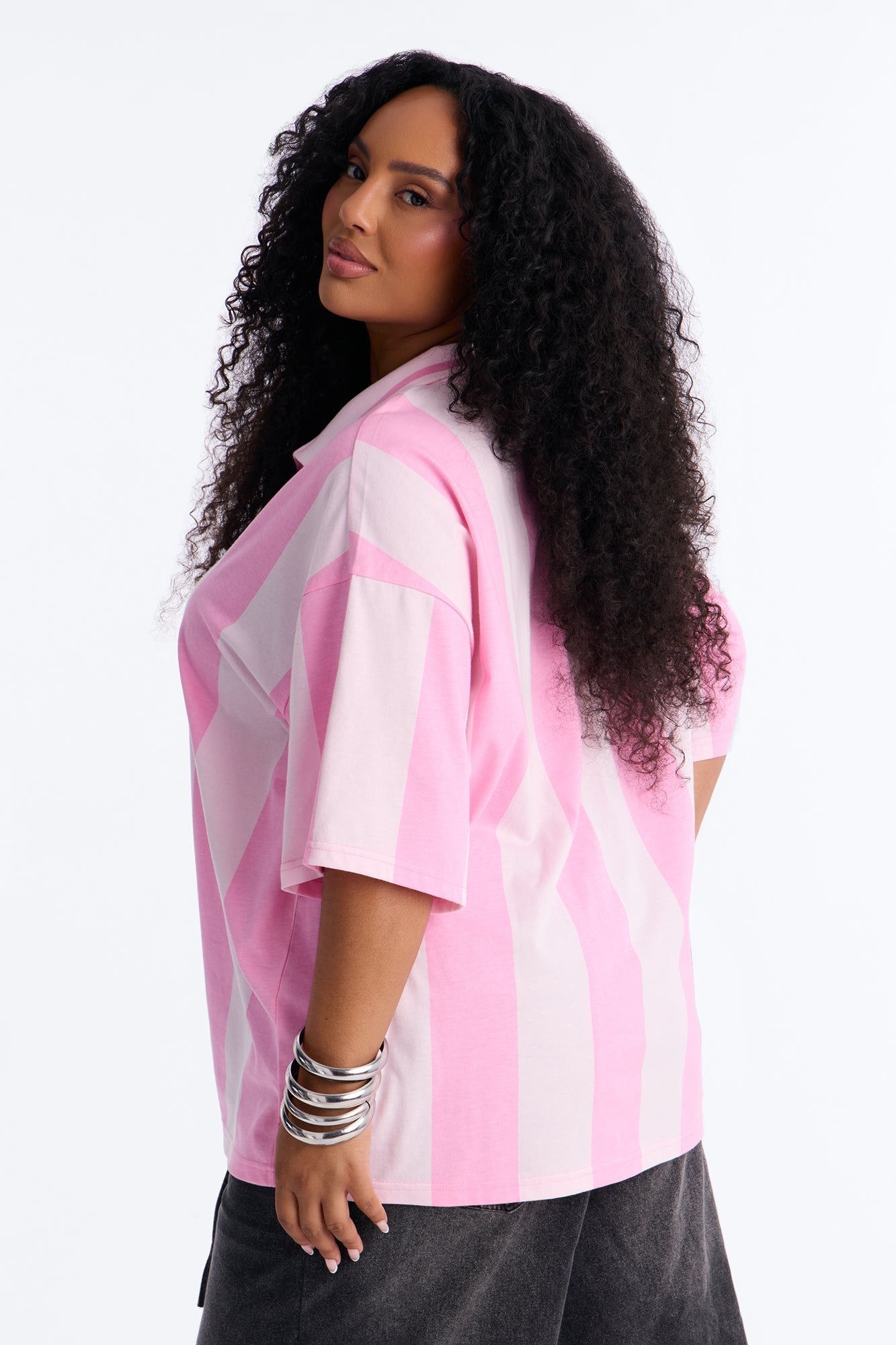 Varsity Crush Striped Short Sleeve Top - Pink/combo