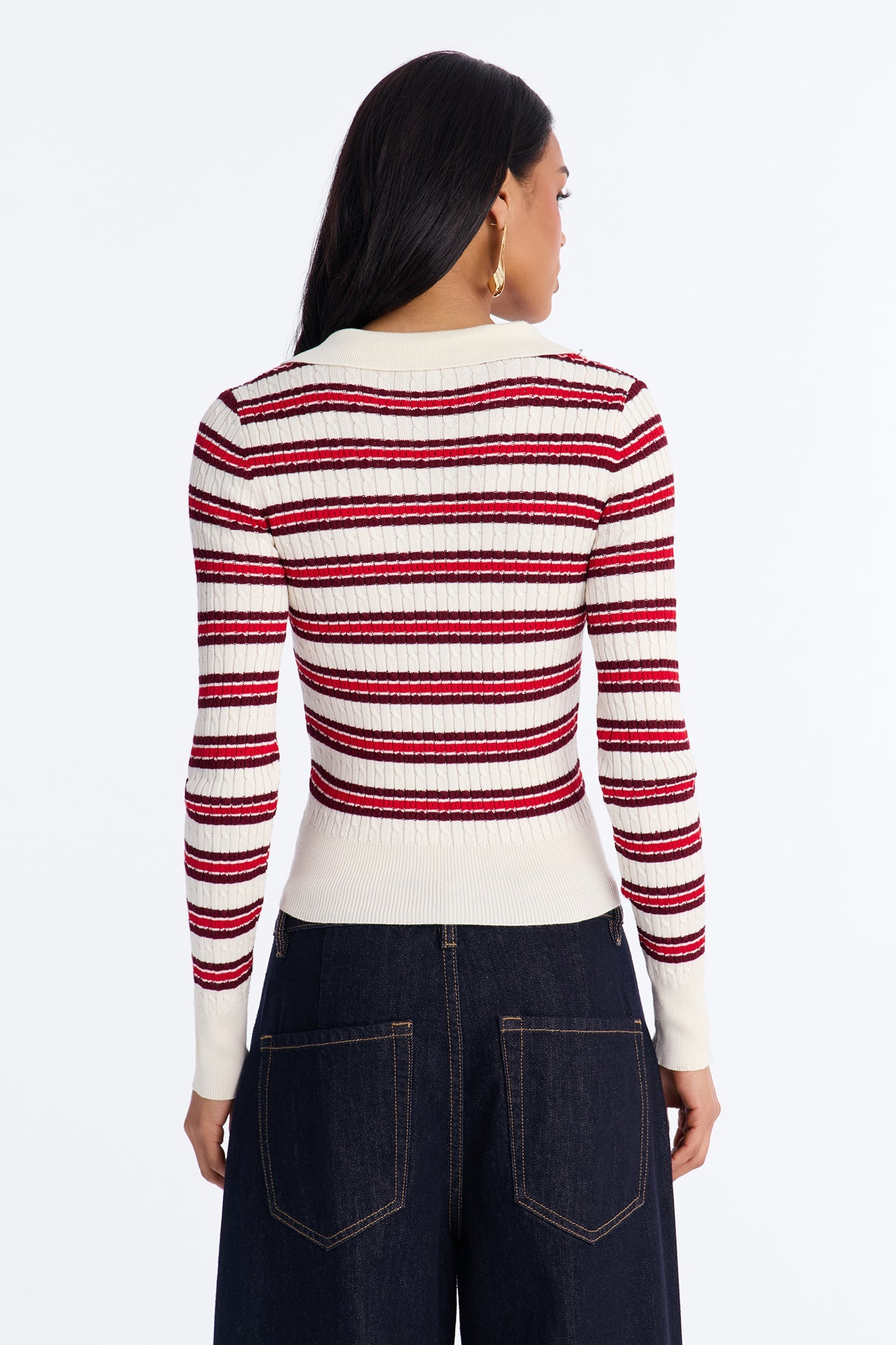 Settle Down Striped Sweater Top - Red/combo