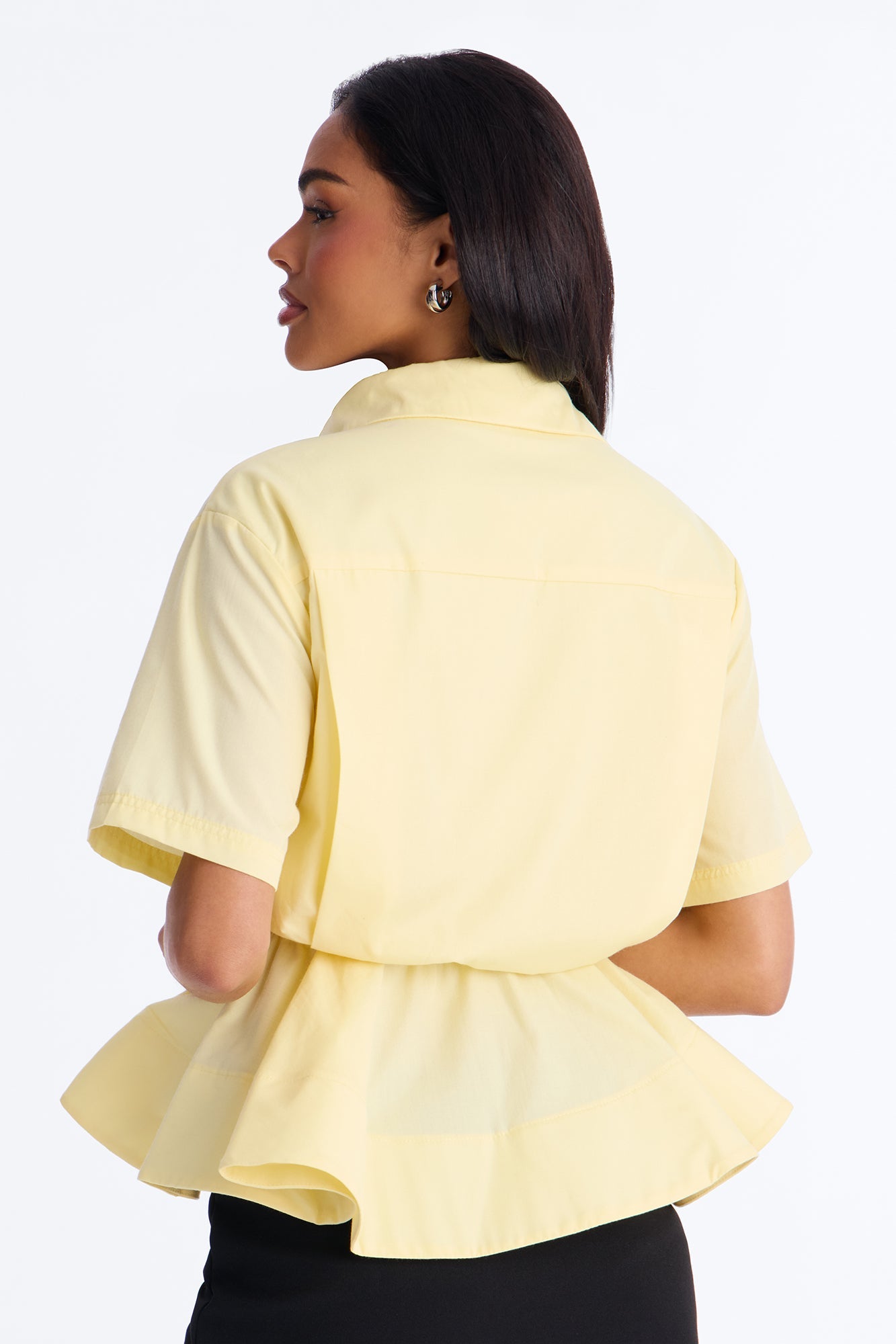 Classic Essentials Peplum Poplin Shirt - Yellow