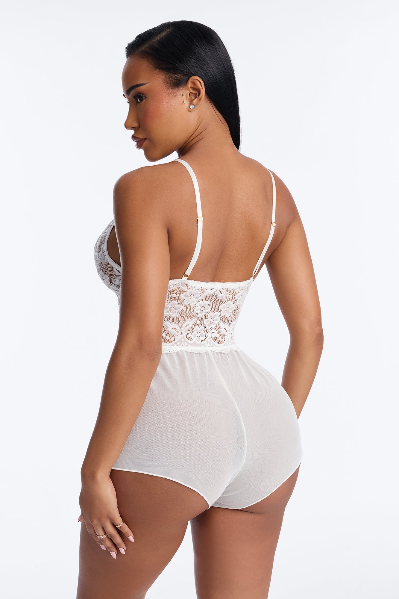 Johanna Lace Trim V-Neck Flowy Romper - White