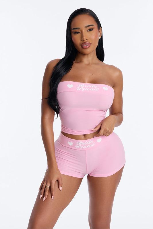 Let's Bach Squad PJ Strapless Top & Short Set - Pink