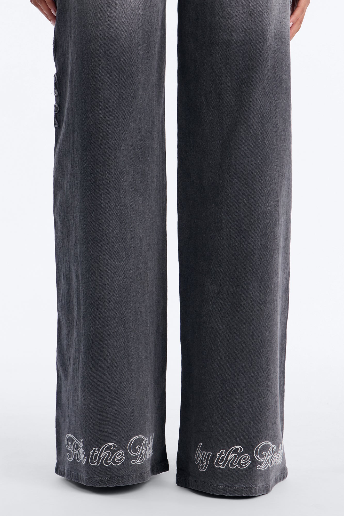Von Dutch Cut Off Wide Leg Jeans - Grey