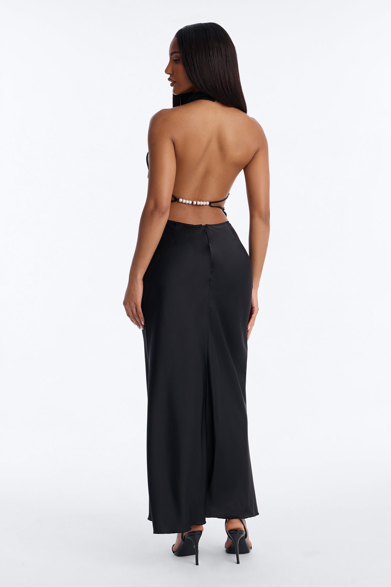 Sloane Satin Midi Dress - Black