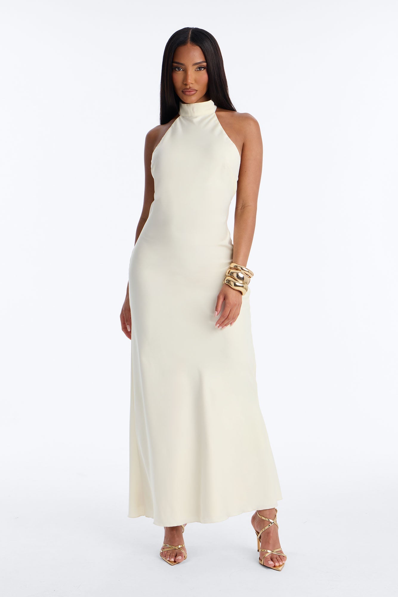 Sloane Satin Midi Dress - Off White