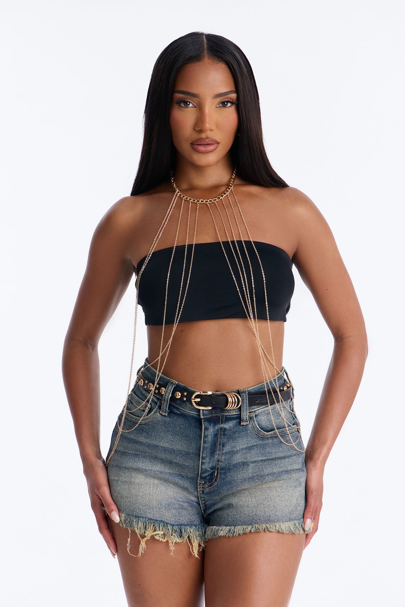 Double Crossing Hardware Body Chain - Gold