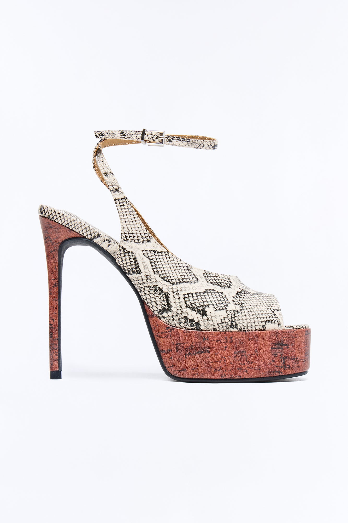 Fluid Peep Toe Platform Heels - Beige
