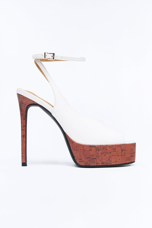 Fluid Peep Toe Platform Heels - White