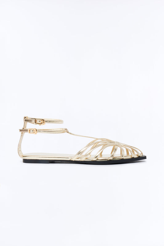 Tansy Ankle Strap Sandals - Gold