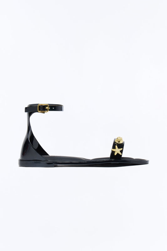Sake Hardware Jelly Ankle Strap Sandals - Black