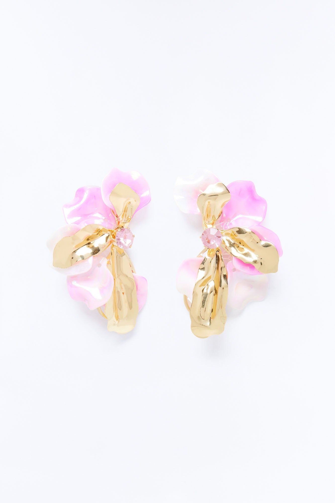 Sunlit Blossom Earrings - Gold/Pink
