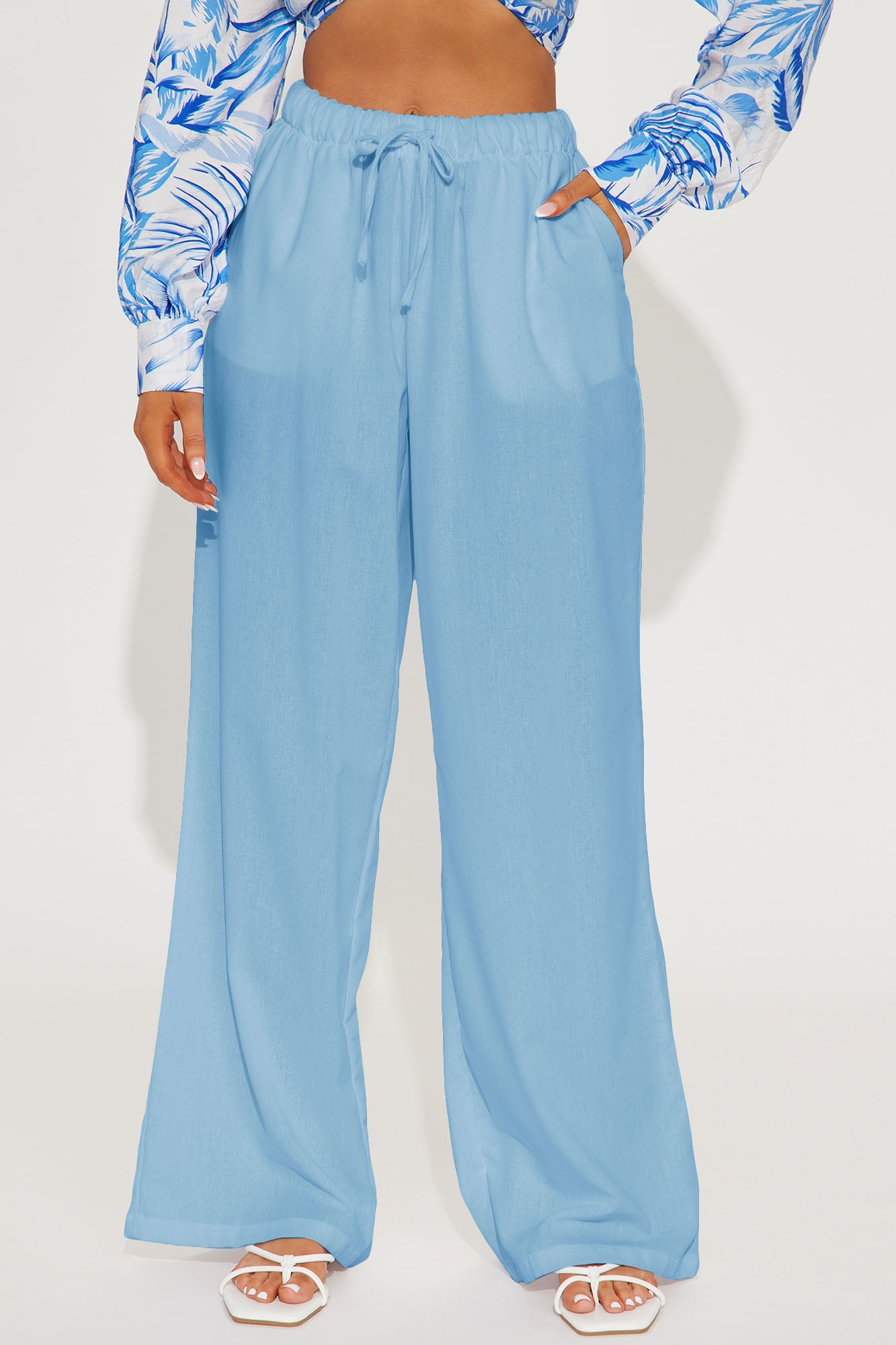 Beach Walks Linen Pant - Light Blue
