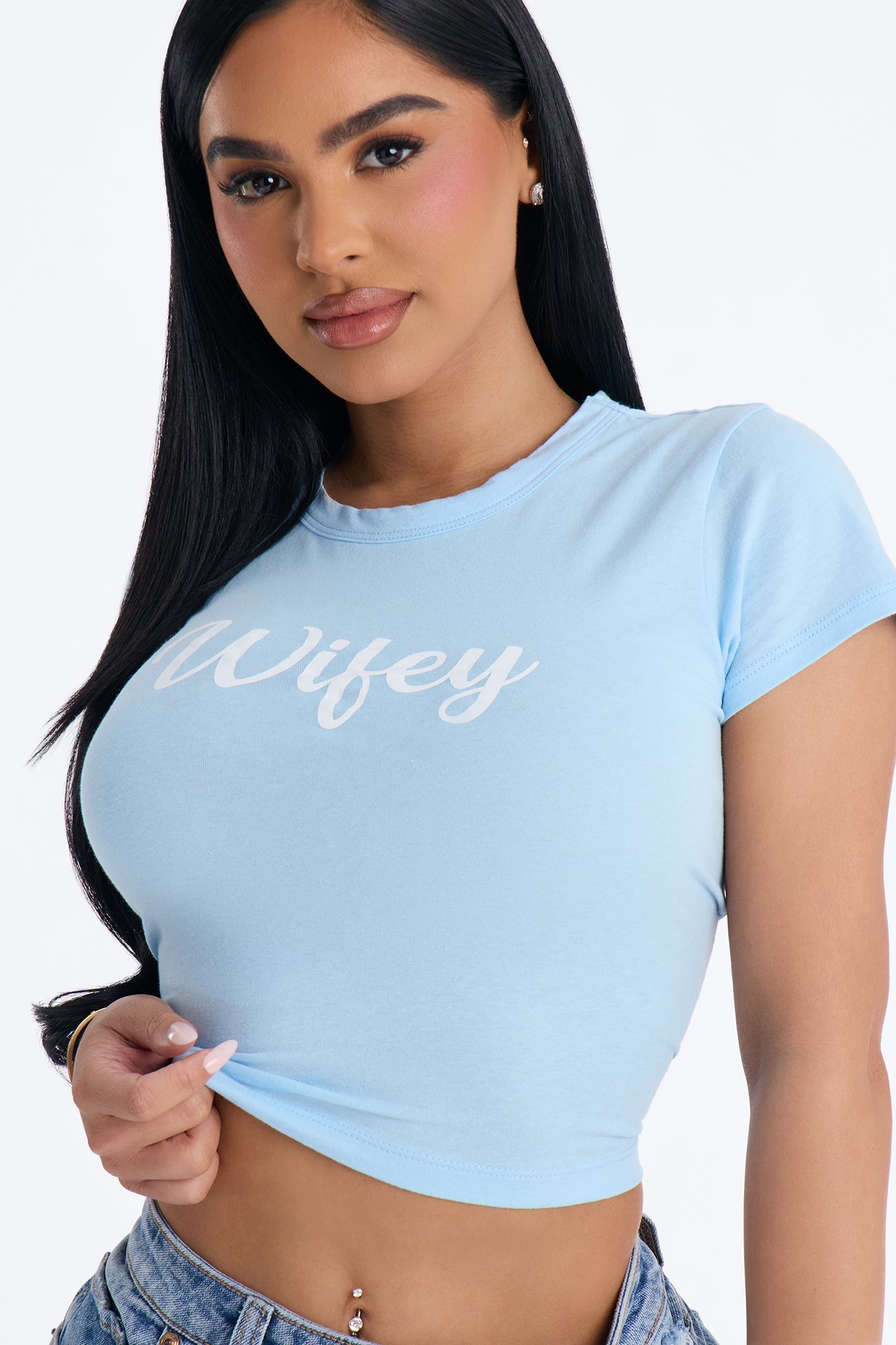 Wifey Baby Tee - Light Blue