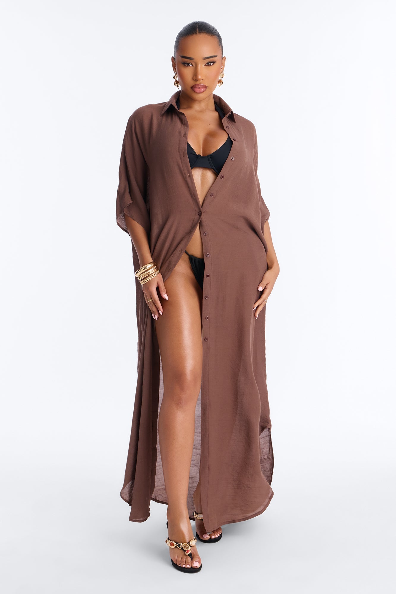 Lazy Summer Daze Cover Up Dress - Chocolate Fashion Nova