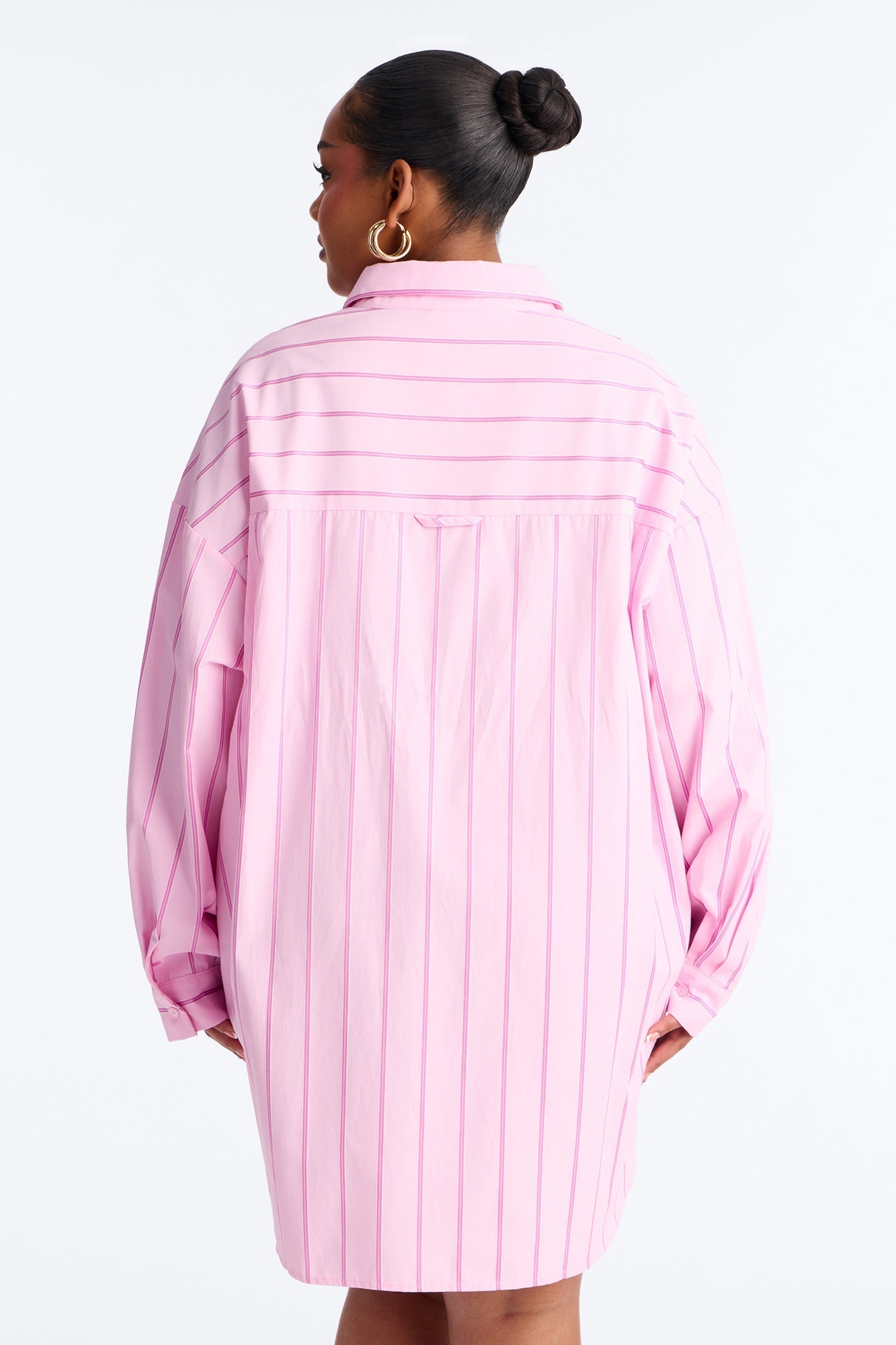 Izzy Pinstripe Shirt Micro Mini Dress - Pink Fashion Nova