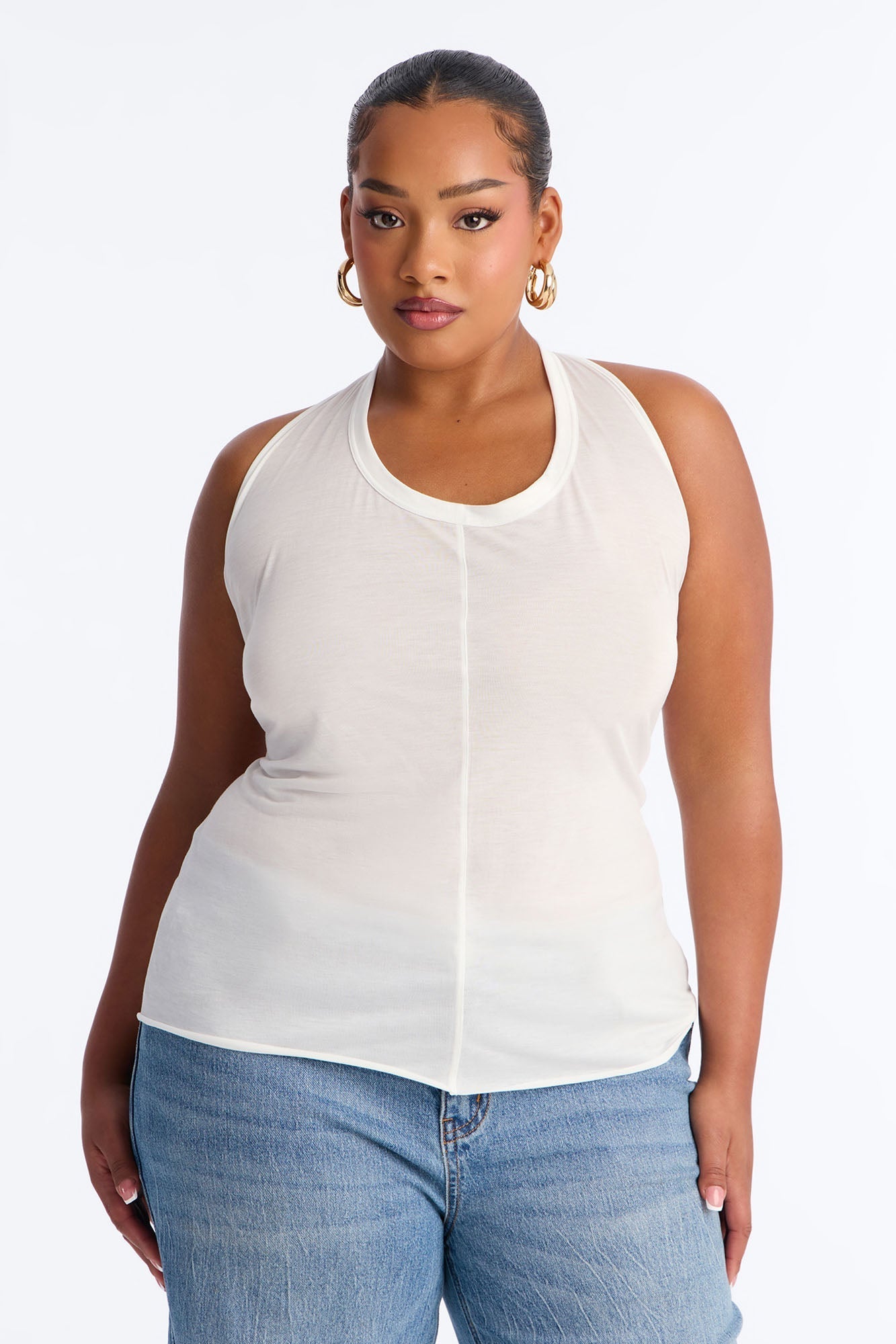 Cameron Sheer Scoop Neck Halter Top - White Fashion Nova