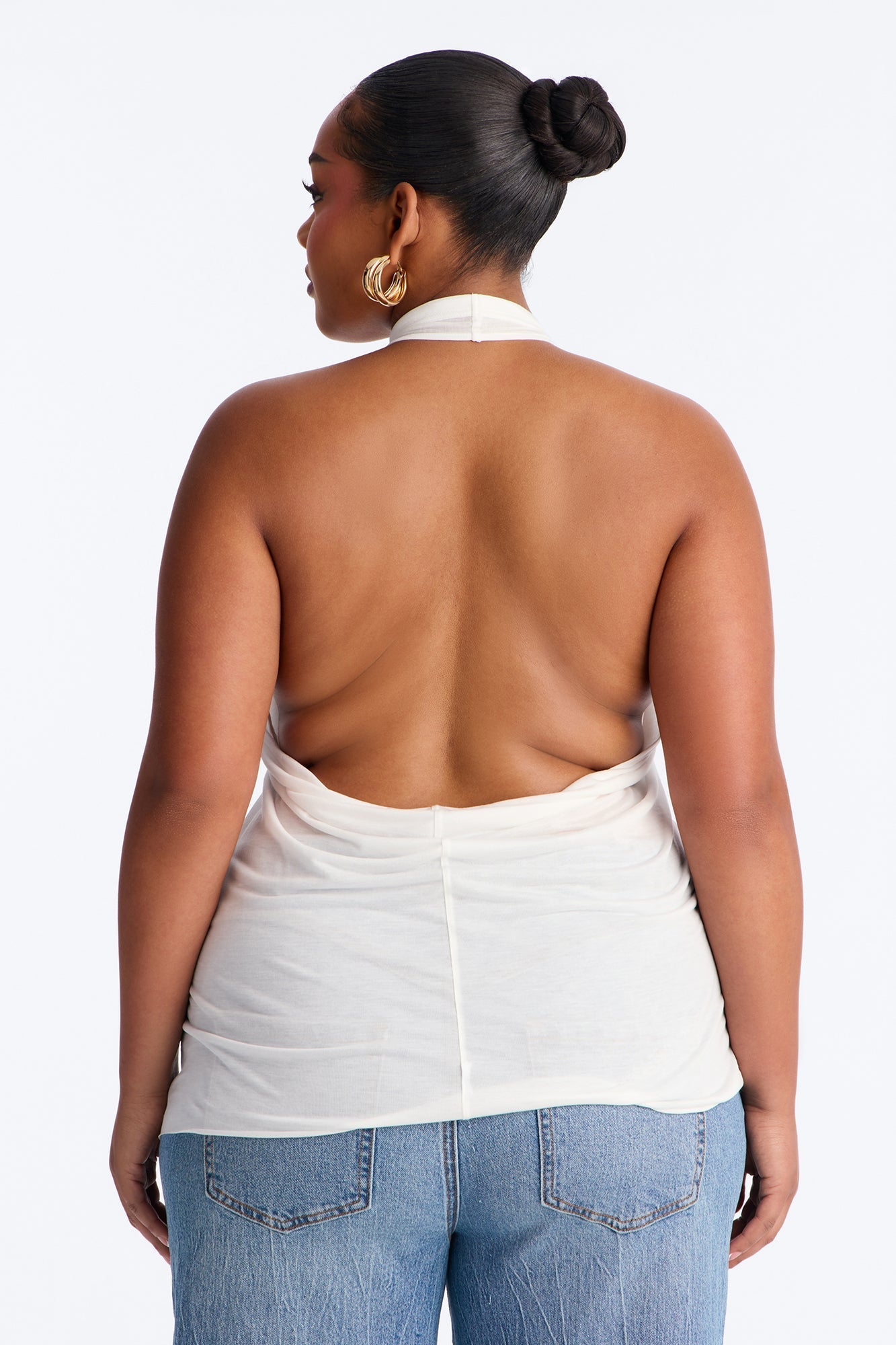 Cameron Sheer Scoop Neck Halter Top - White Fashion Nova