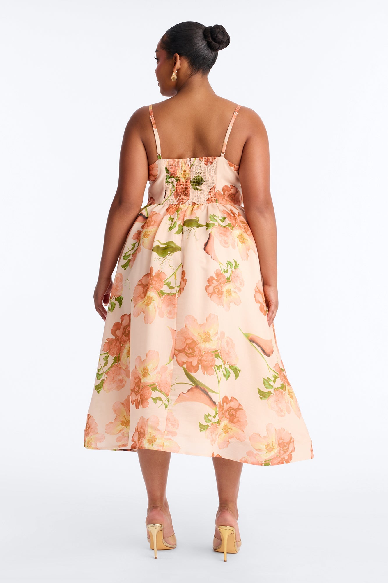 Aria Pleated Floral Midi Dress - Pink
