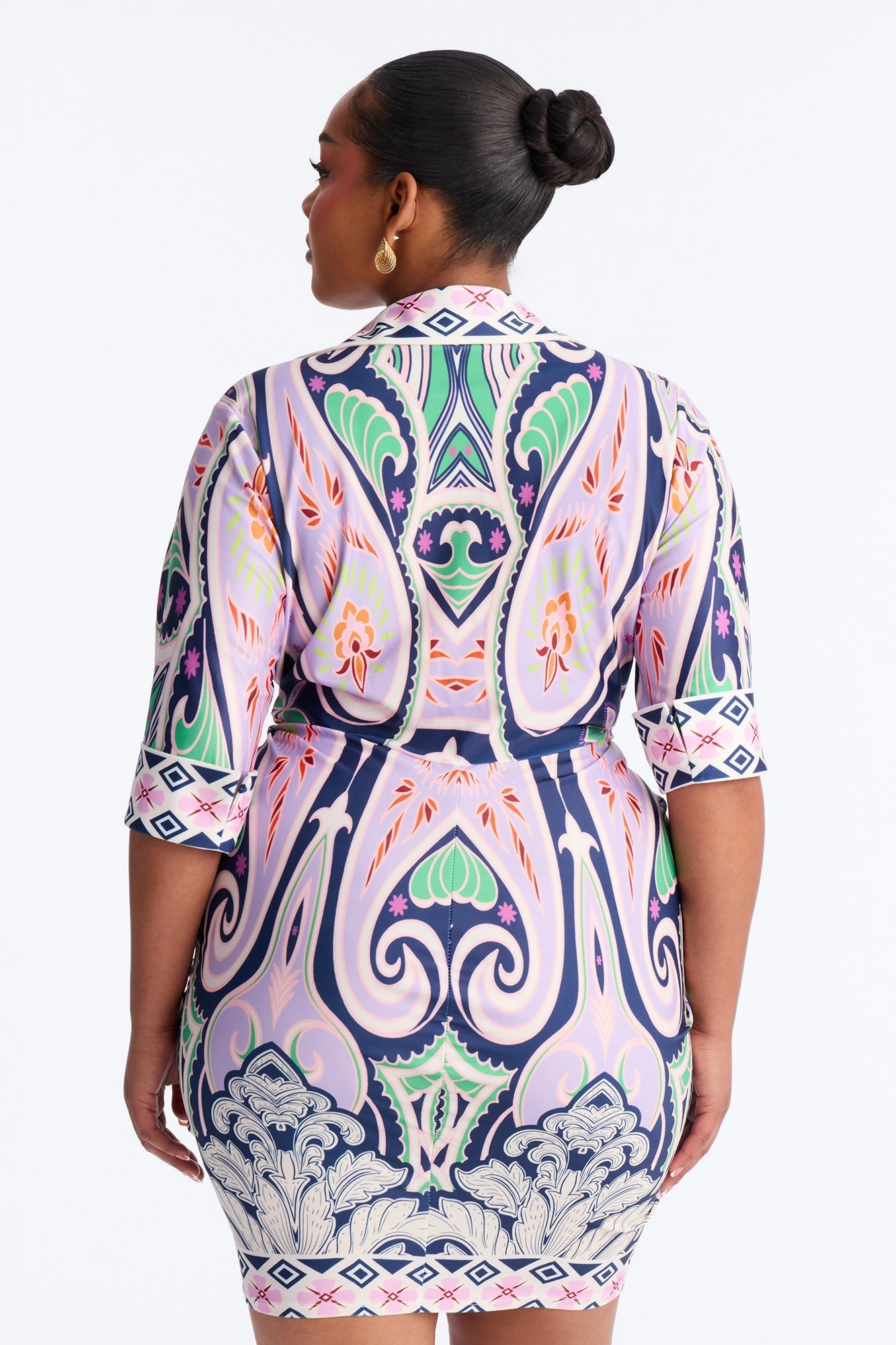 Delphine Ruched Printed Mini Dress - Purple/combo Fashion Nova