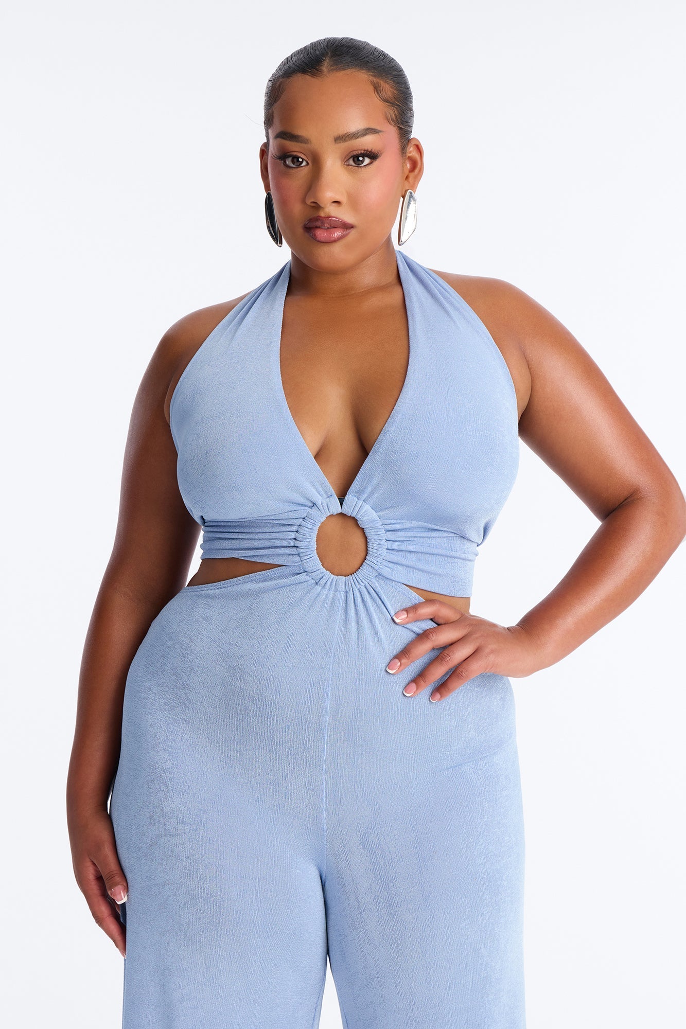 Full Effect Slinky Jumpsuit - Blue Fashion Nova