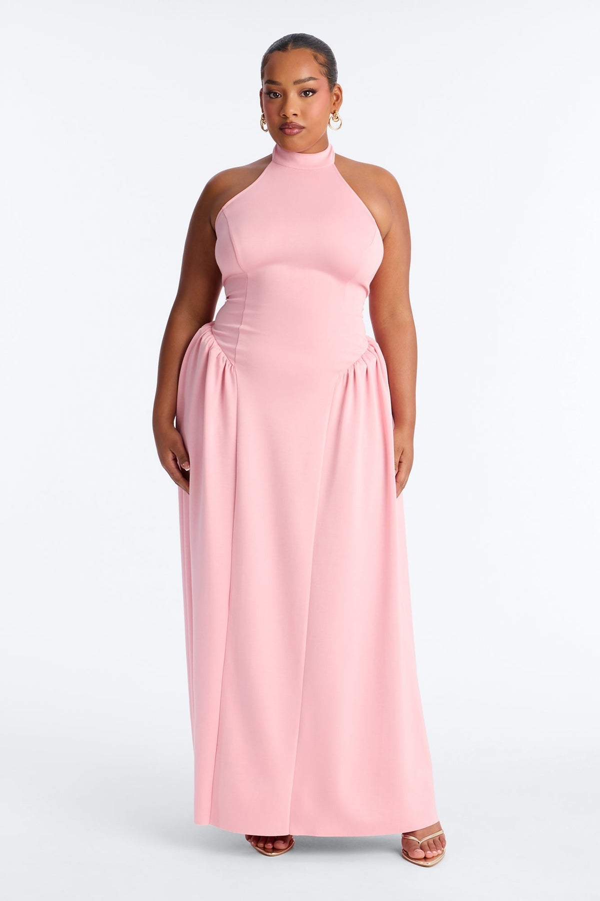 Freya Backless Halter Gown - Pink Fashion Nova