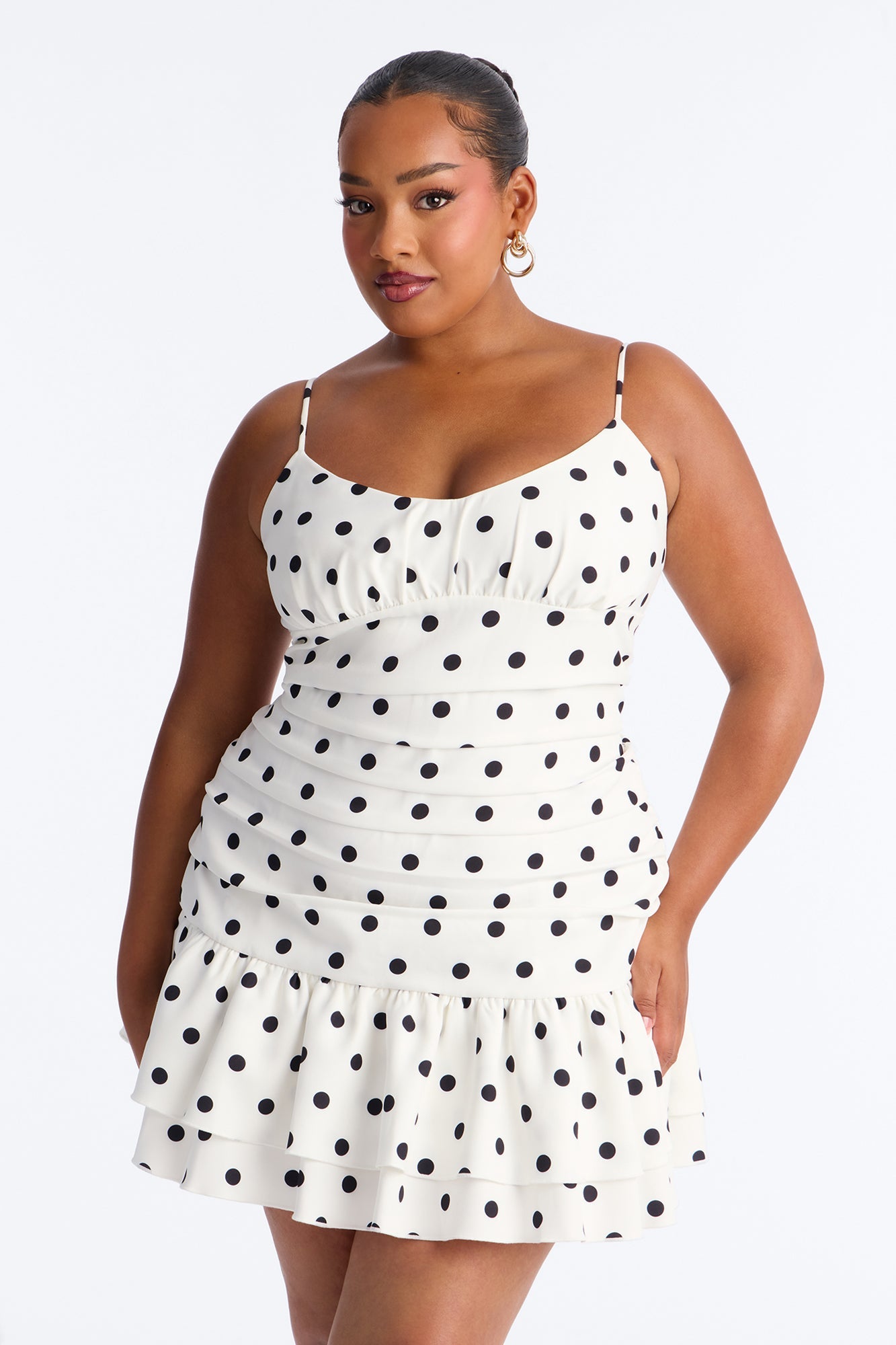 Devin Polka Dot Bubble Mini Dress - White/Black