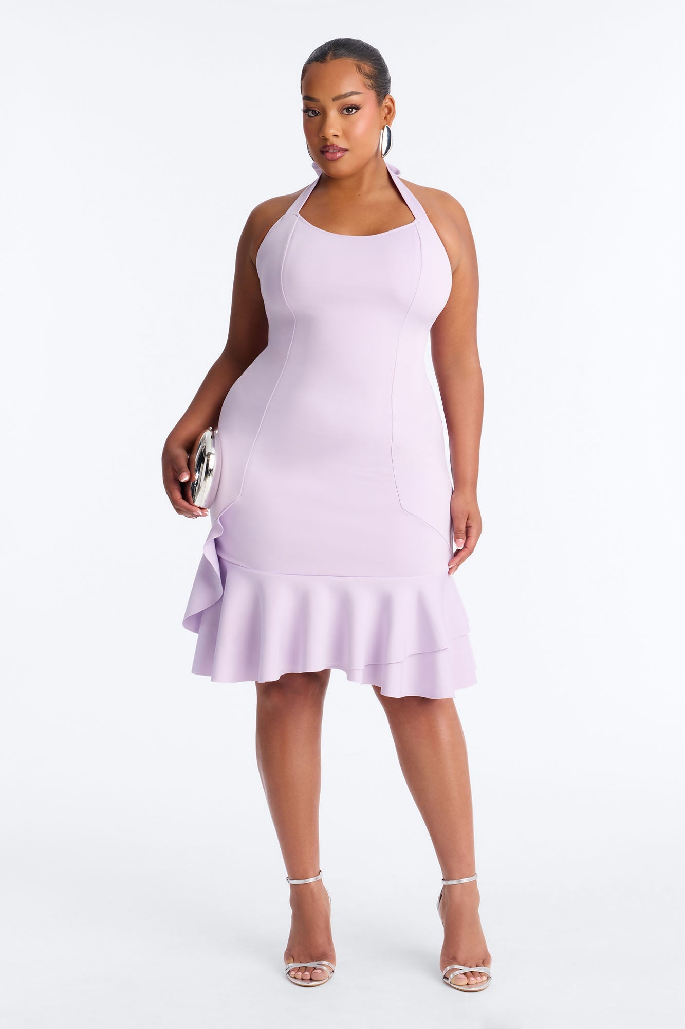 Harlow Ruffle Mermaid Midi Dress - Lavender