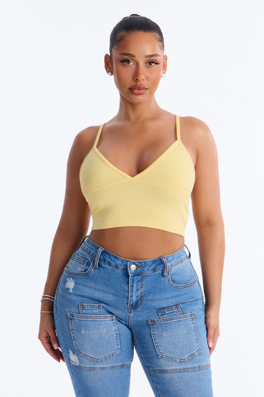Ellie V Neck Cami Top - Butter Yellow
