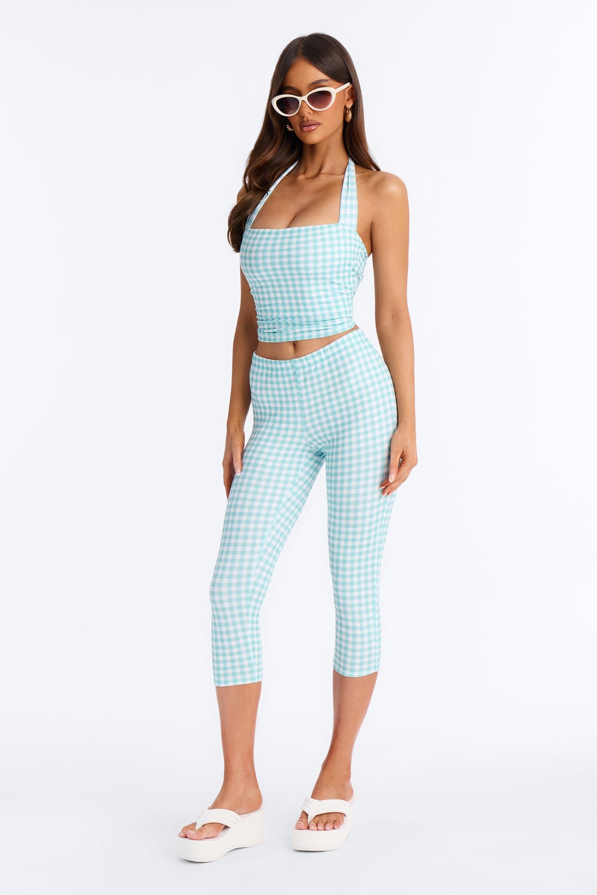 Annie Gingham Capri Set - Mint
