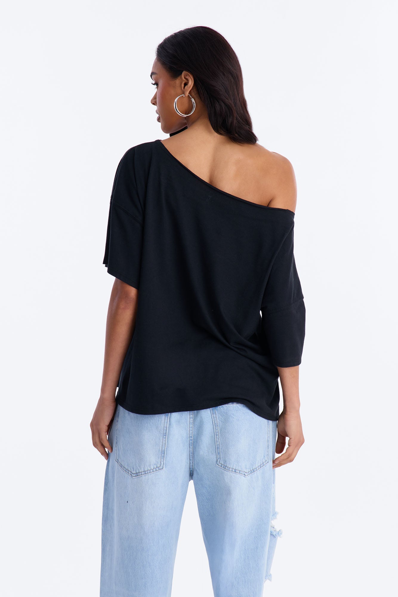 Scarface Off Shoulder Tee - Black