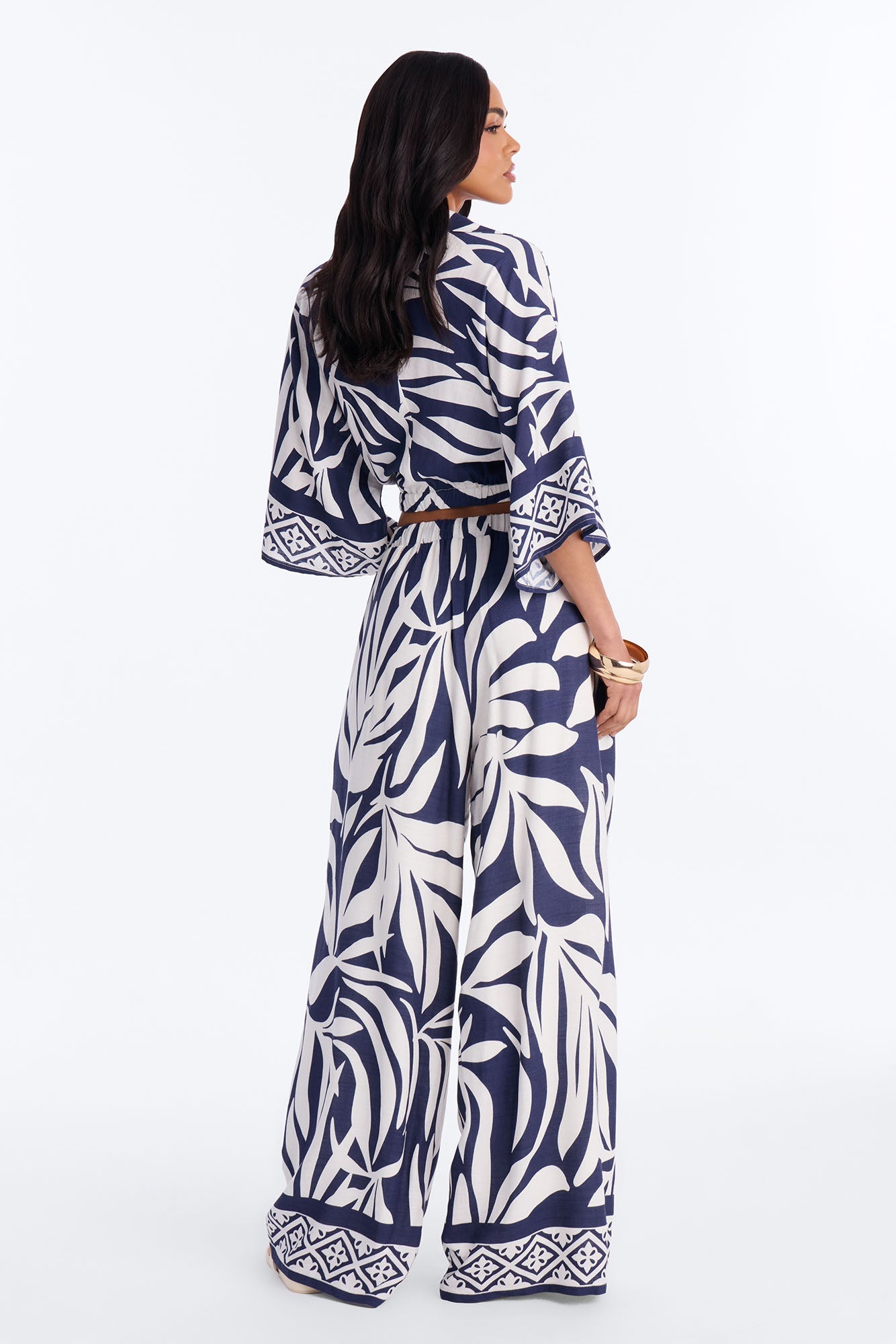Marissa Linen Floral Pant Set - Navy/combo