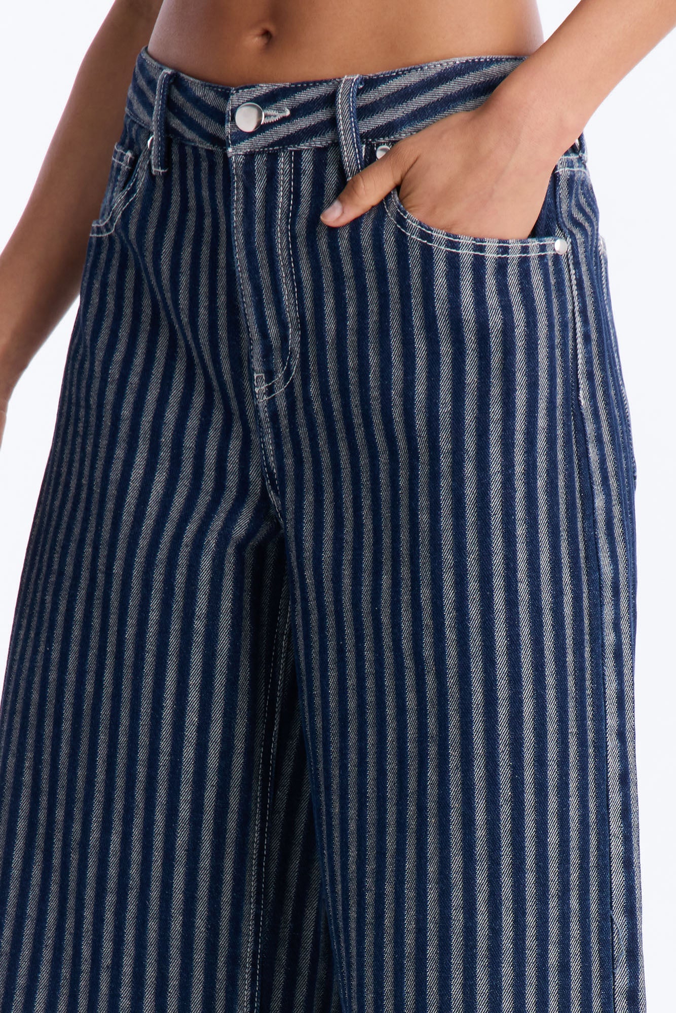 Grand Finish Striped Denim Jorts - Dark Wash