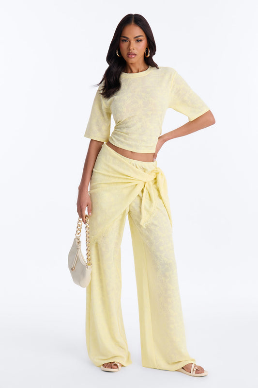 Solana Lace 3 Piece Pant Set - Yellow